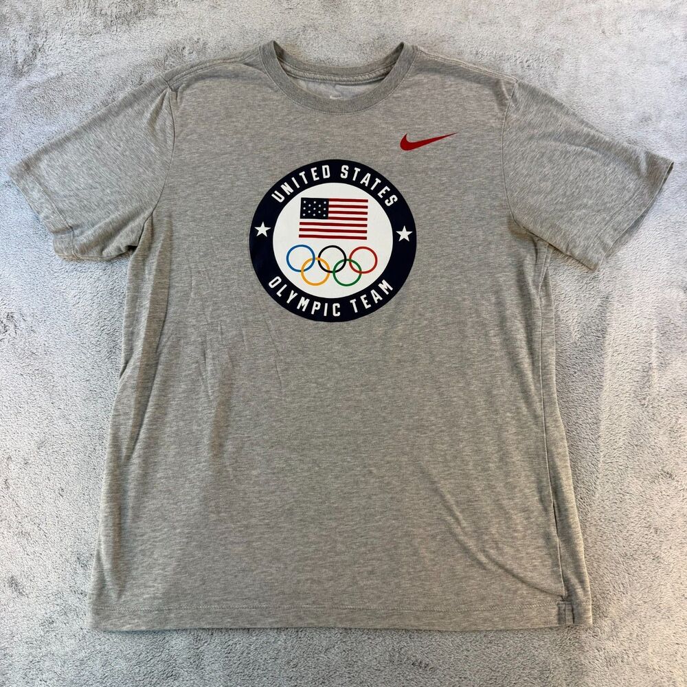 Nike Dri-FIT Team USA Olympic Team Gray Graphic T-Shirt Medium M